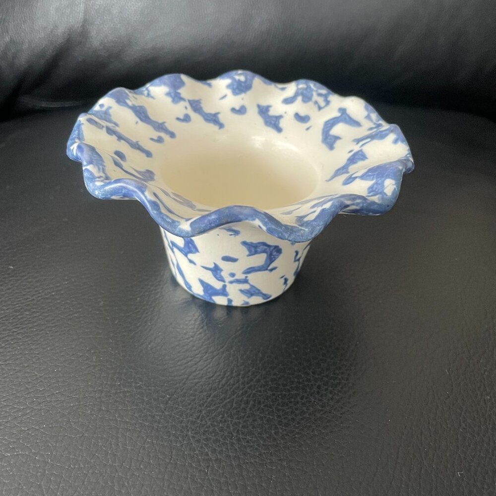 Vintage Spongeware Votive/ Candle Holder